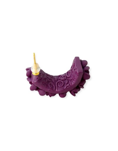 Aretes MI DOLÇA - Tipo argolla floral morados