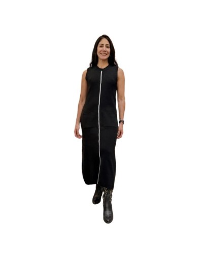 Vestido Eclipse Negro y detalle lineal Blanco para dama Malune