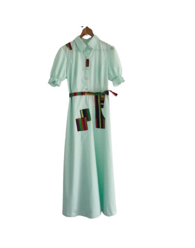Vestido verde menta con aplicaciones de color Diana  Martínez