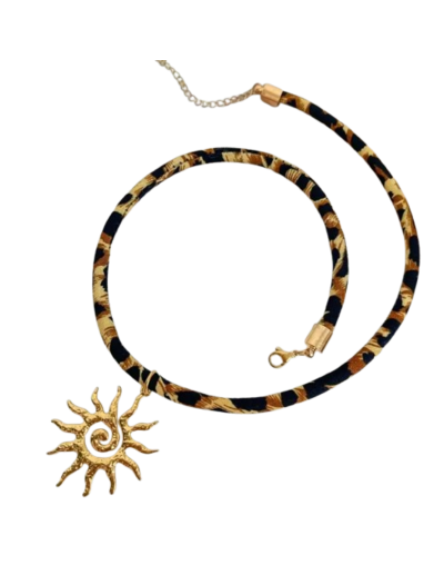 Collar dorado con cordón animal print | Sweet Accesorios