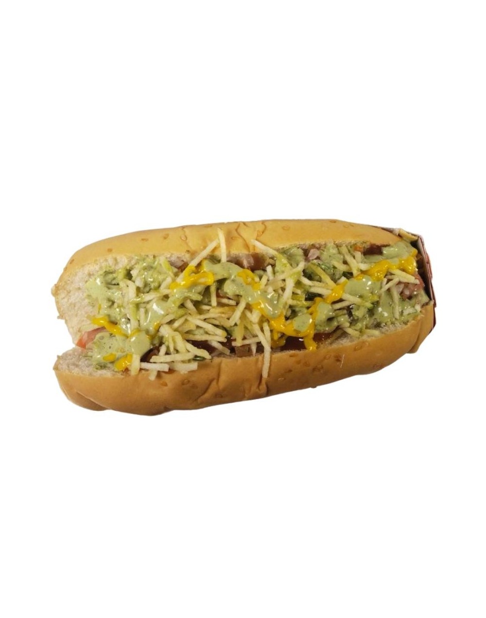 Perro caliente con salchicha tipo americana 