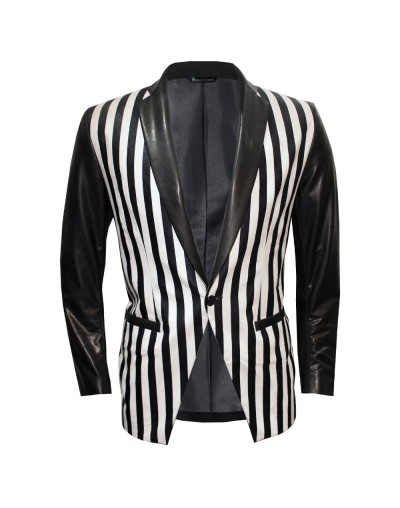 Blazer de rayas blanco y negro