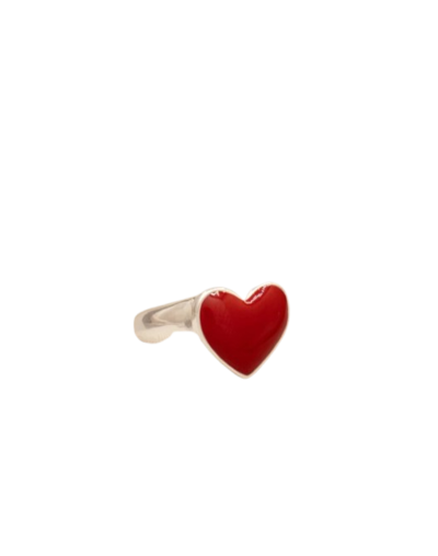 Latido de Amor – Anillo Corazón Rojo con Baño en Plata | Sweet Accesorios