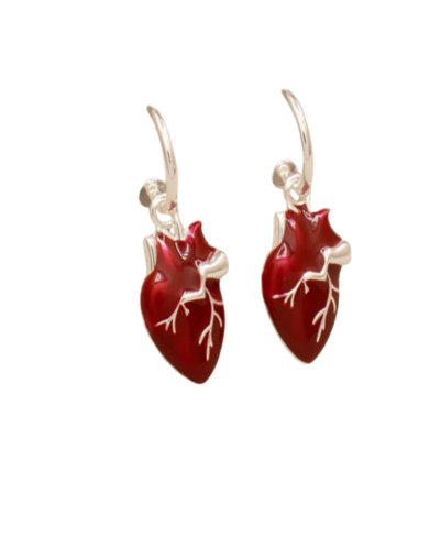 Aretes Corazón Anatómico con baño de plata – Latido Eterno