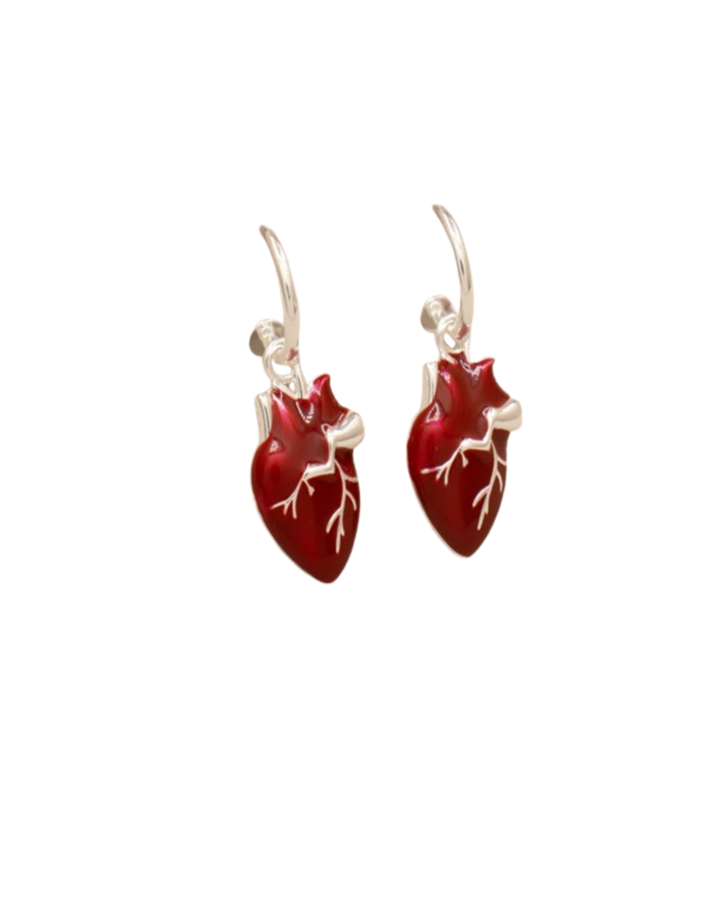 Aretes Corazón Anatómico con baño de plata – Latido Eterno