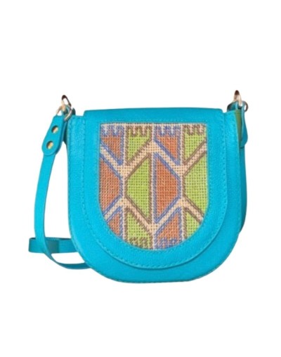 BOLSO AZUL TURQUESA GEOMÉTRICO
