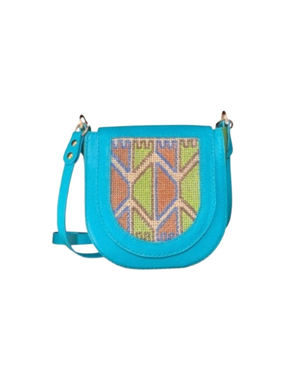 BOLSO AZUL TURQUESA GEOMÉTRICO