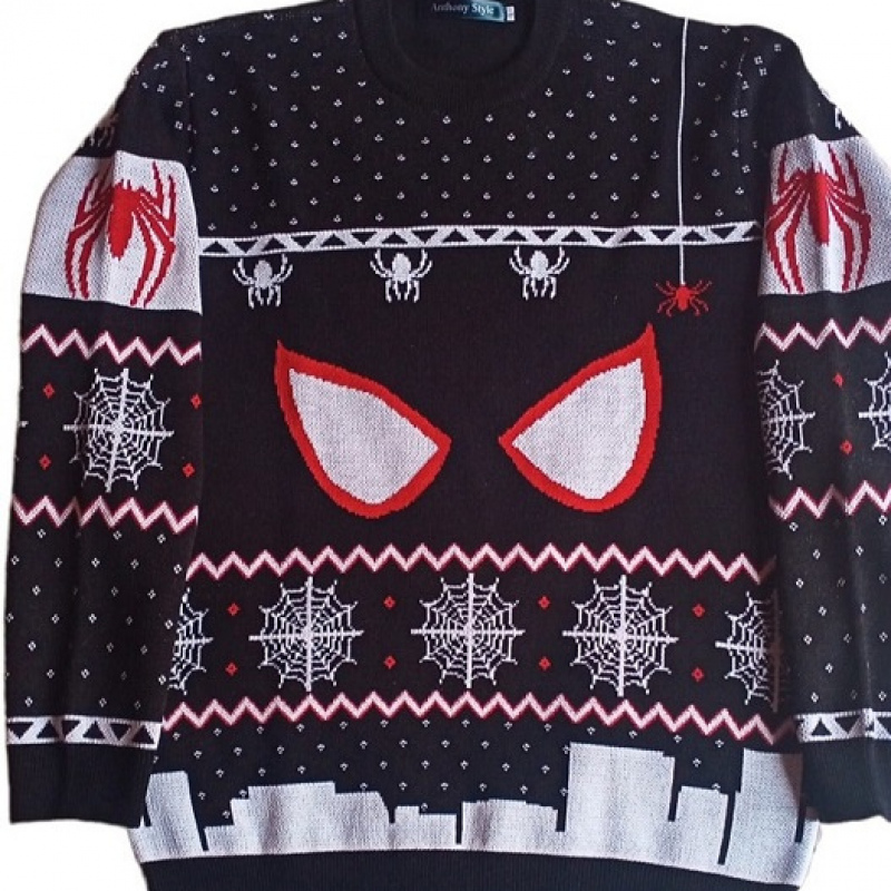 Sweater spiderman navideño antifaz negro