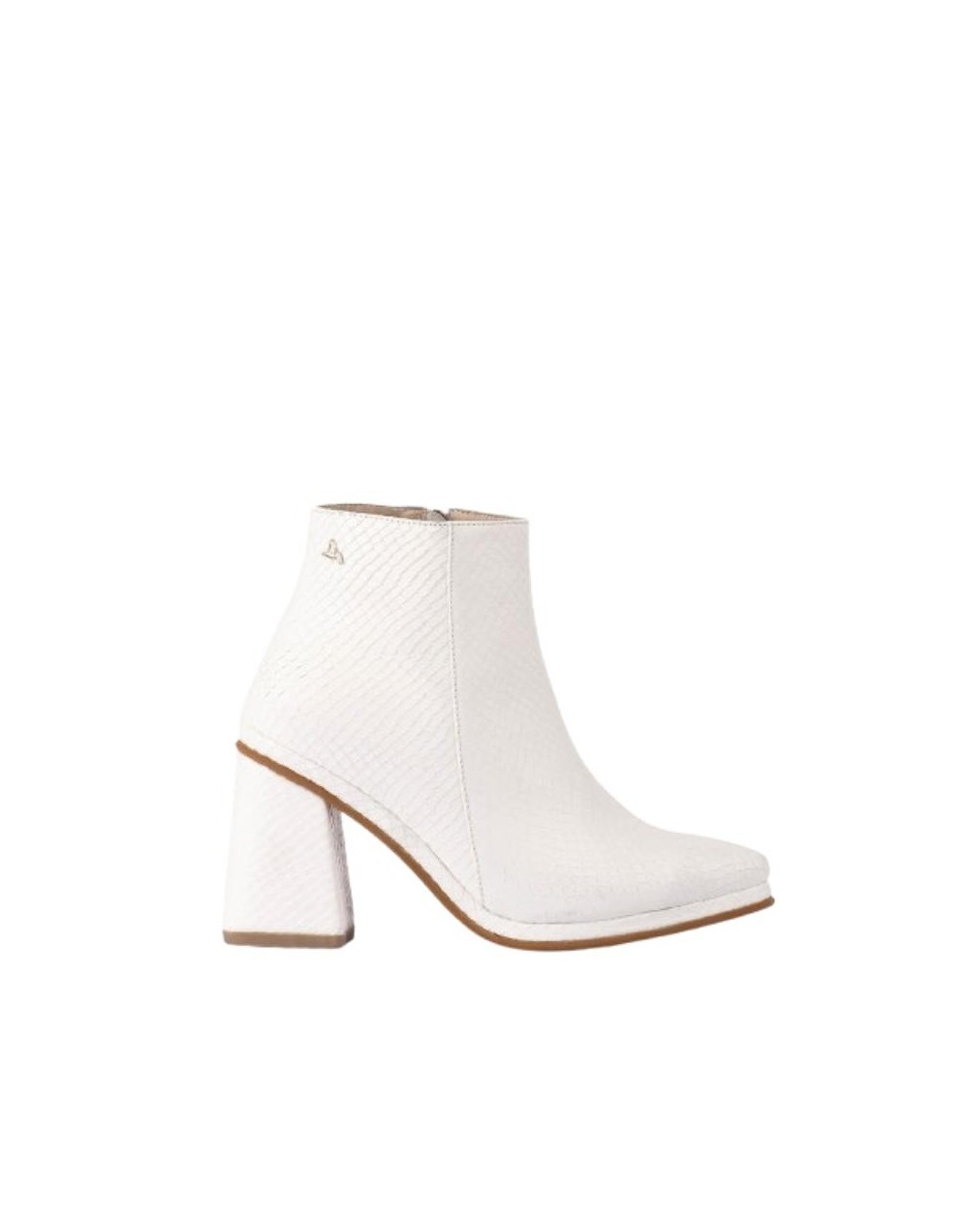 Botin alto puntudo en cuero Moscú blanco Sara Pérez