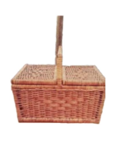 Canasta para Picnic con asa y tapas tejidas en mimbre