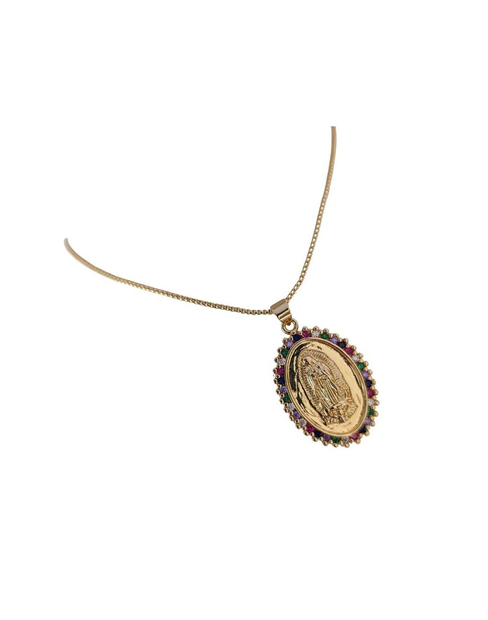 Cadena Virgen Colores Medalla