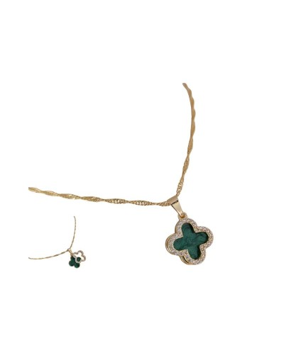 Hermosa Cadena con dije en forma de Trébol en Rodio.