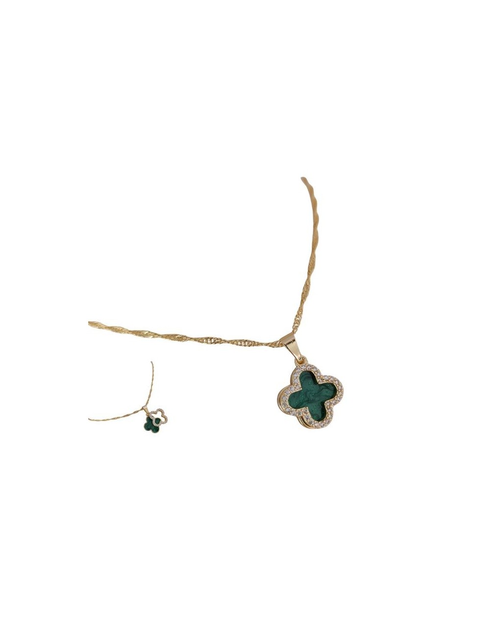 Hermosa Cadena con dije en forma de Trébol en Rodio.