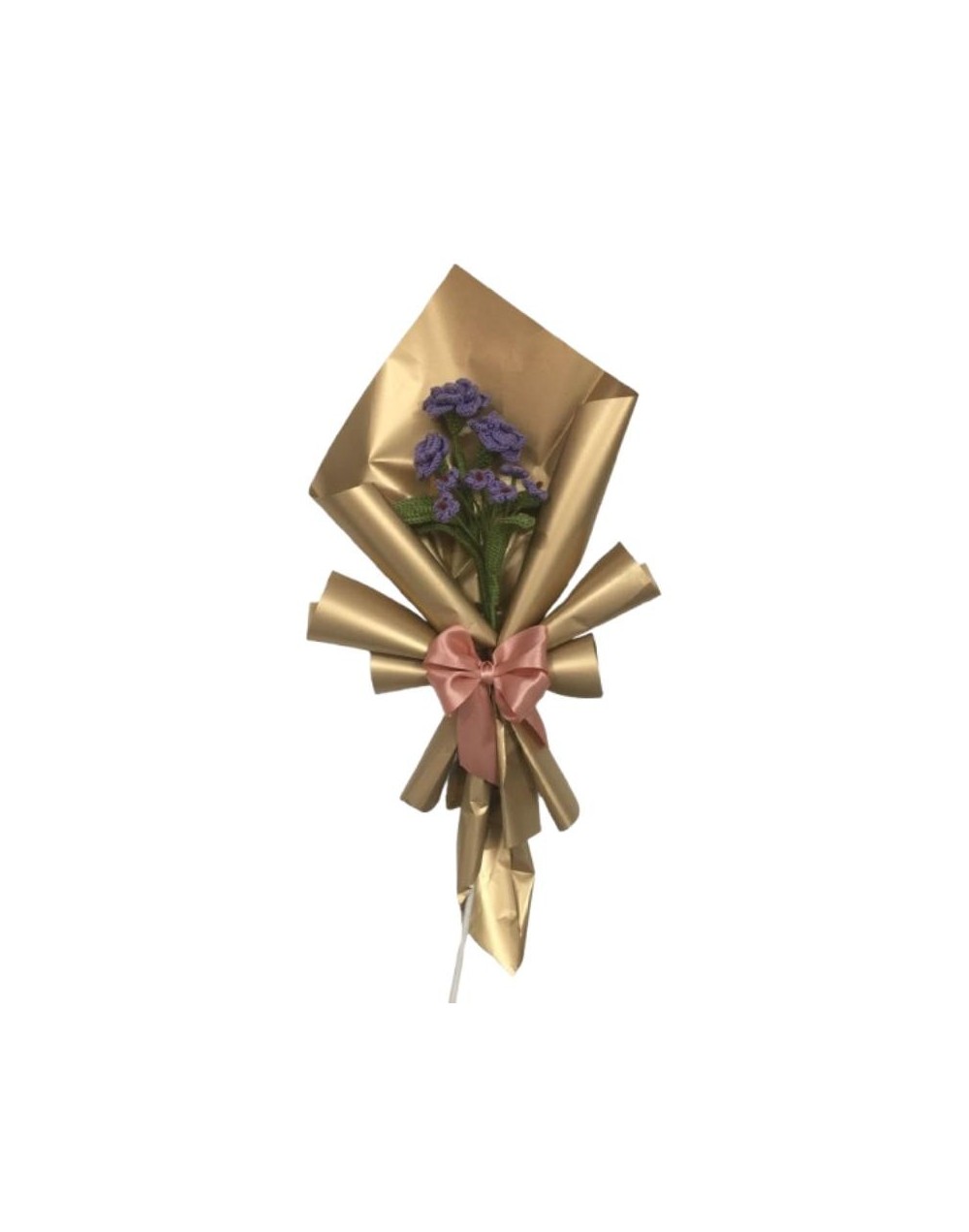 Arreglo floral tejido rosas moradas