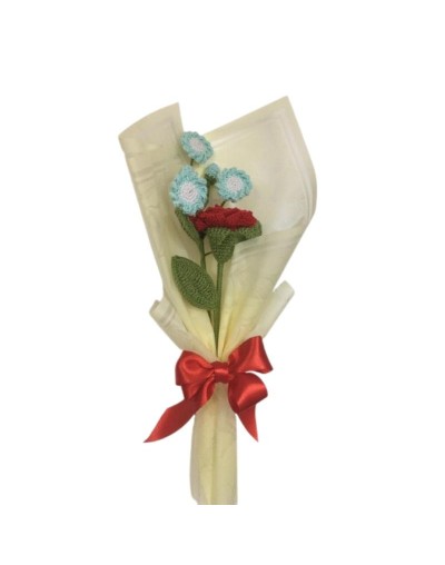 Arreglo Floral Tejido Rosa Roja