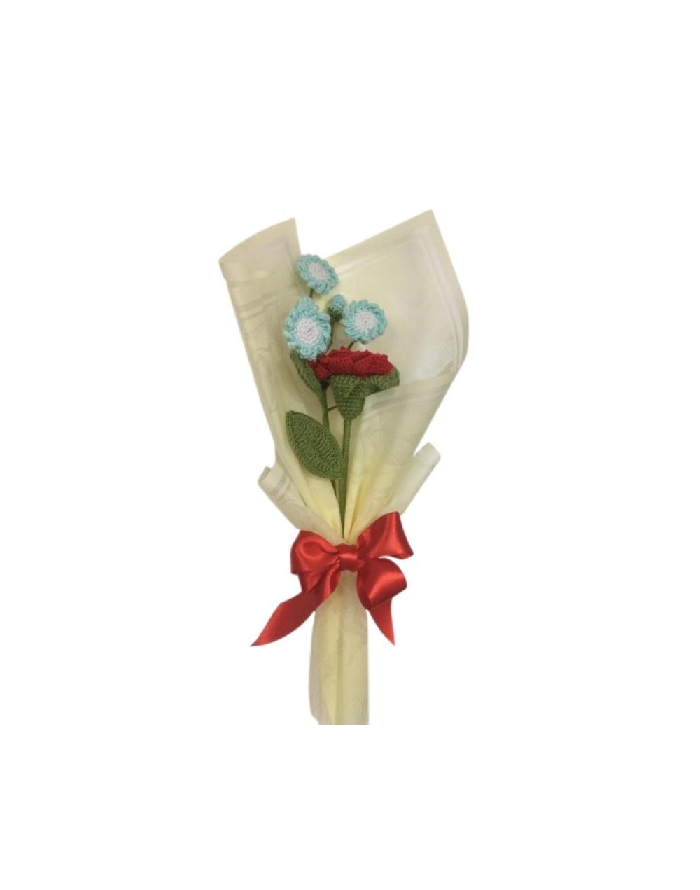 Arreglo Floral Tejido Rosa Roja