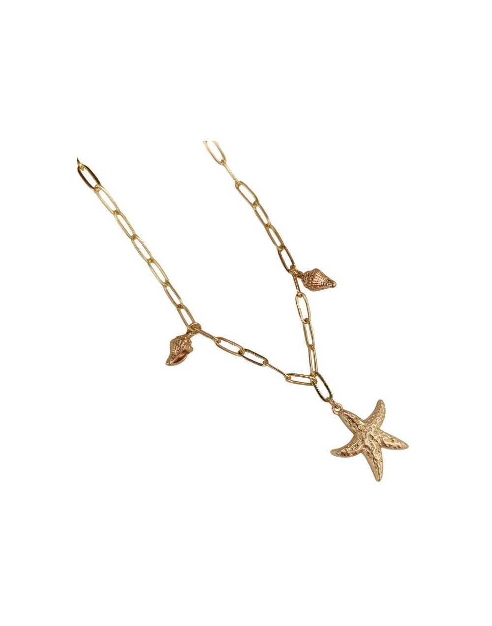 Hermosa Cadena con dije en forma de Estrella de Mar en Rodio
