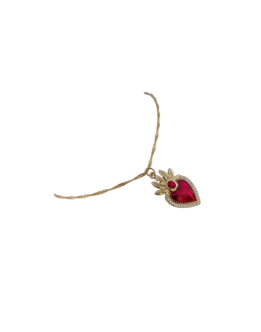 Hermosa Cadena con dije en forma de Corazón en Rodio