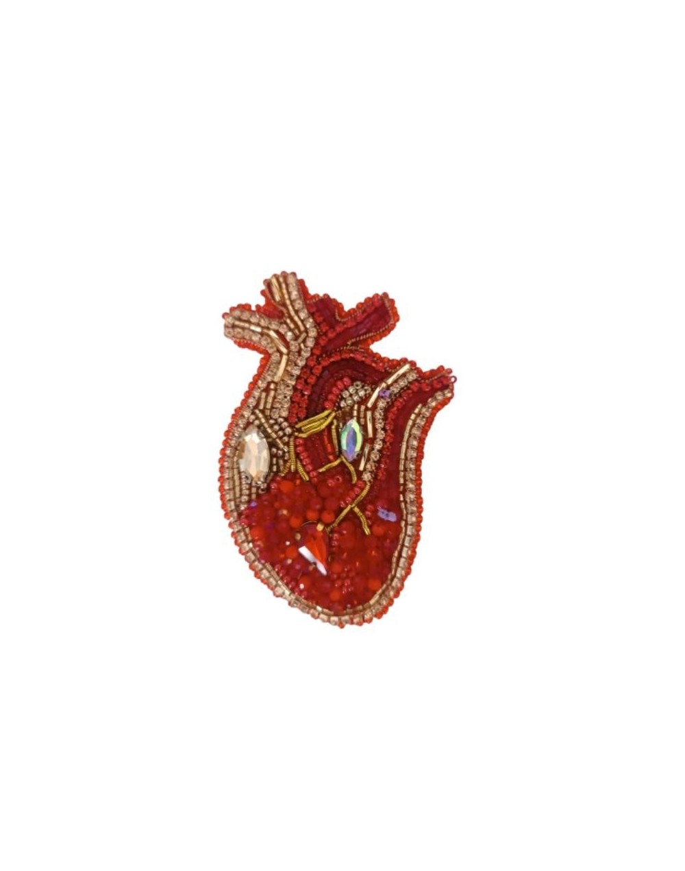 PRENDEDOR CORAZON ROJO DORADO