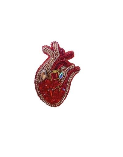PRENDEDOR CORAZON ROJO DORADO