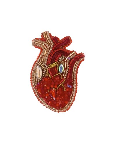 PRENDEDOR CORAZON ROJO DORADO