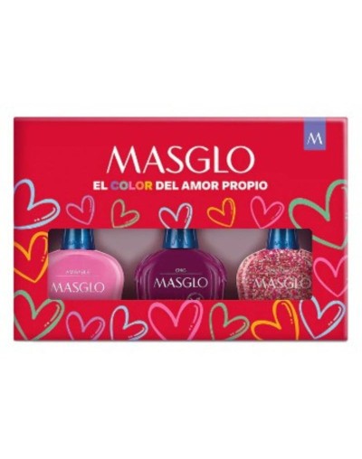 MASGLO KIT TRADICIONAL BRILLO ROSA ESMALTE PARA UÑAS