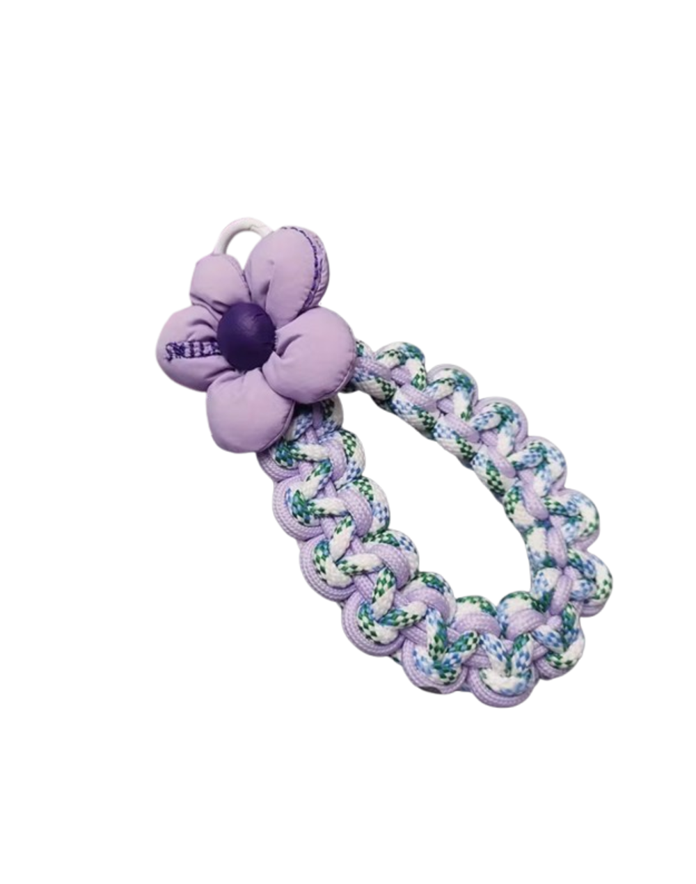 Correa para celular Lavender Bloom – trenzado Artesanal con flor textil