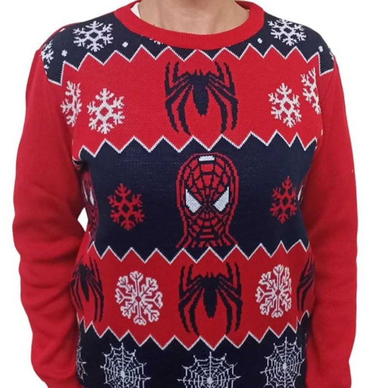Sweater spiderman navideño copos de nieve dama