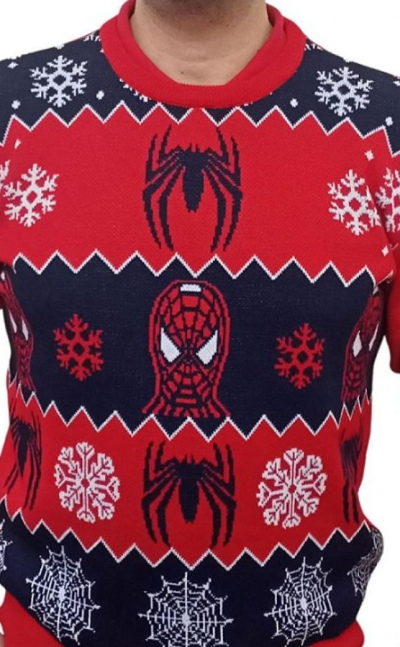 Sweater spiderman navideño copos de nieve caballero