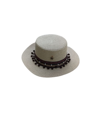 Sombrero Cordobez Beige en Nylon con adornos café