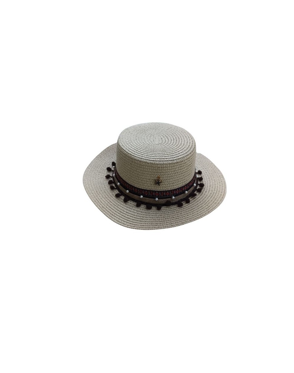 Sombrero Cordobez Beige en Nylon con adornos café