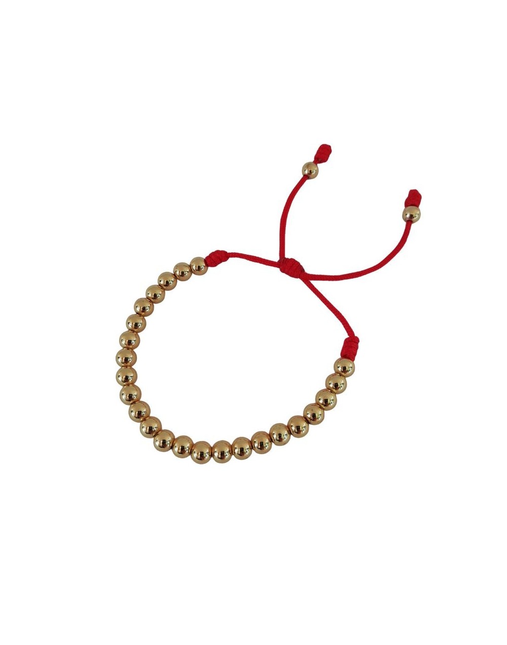 Pulsera Balines Dorados con hilo Rojo