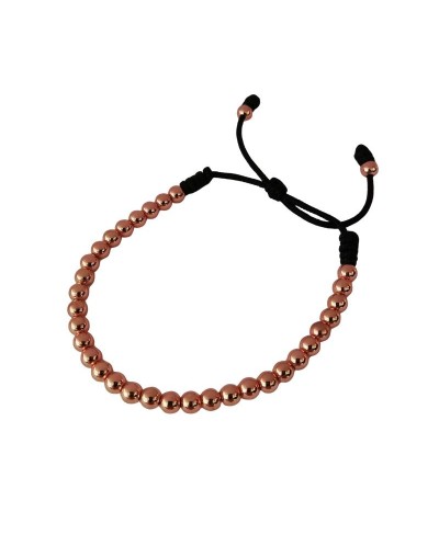 Pulsera Balines Oro Rosa con Hilo Negro