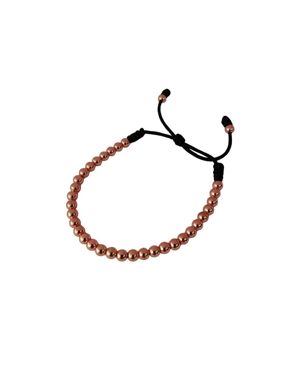 Pulsera Balines Oro Rosa con Hilo Negro