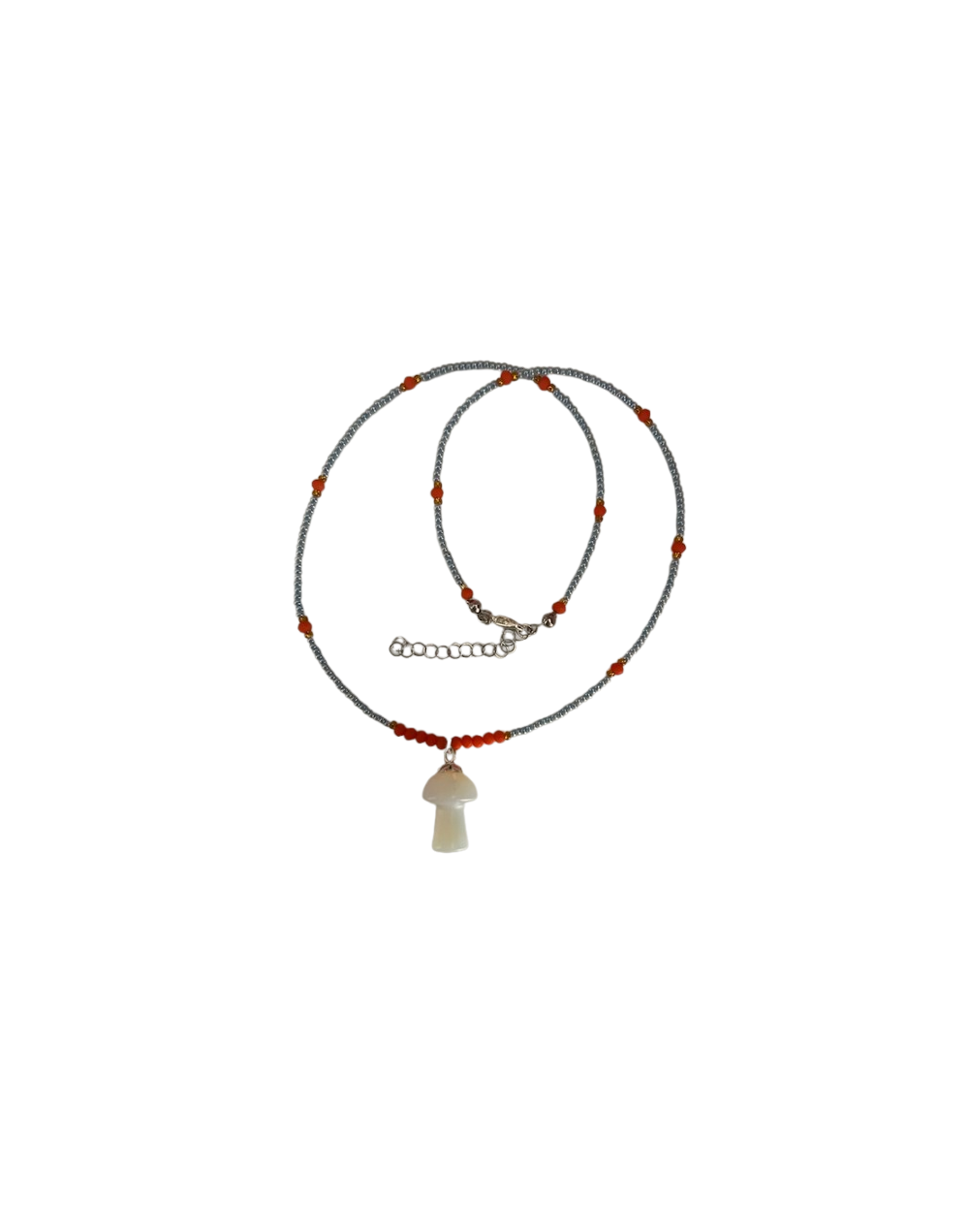 collar hongo cuarzo rosa