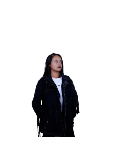 Chaqueta en jeans negros y grises para dama 
