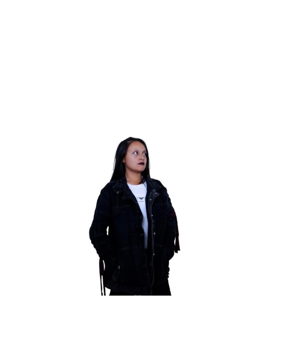 Chaqueta en jeans negros y grises para dama 