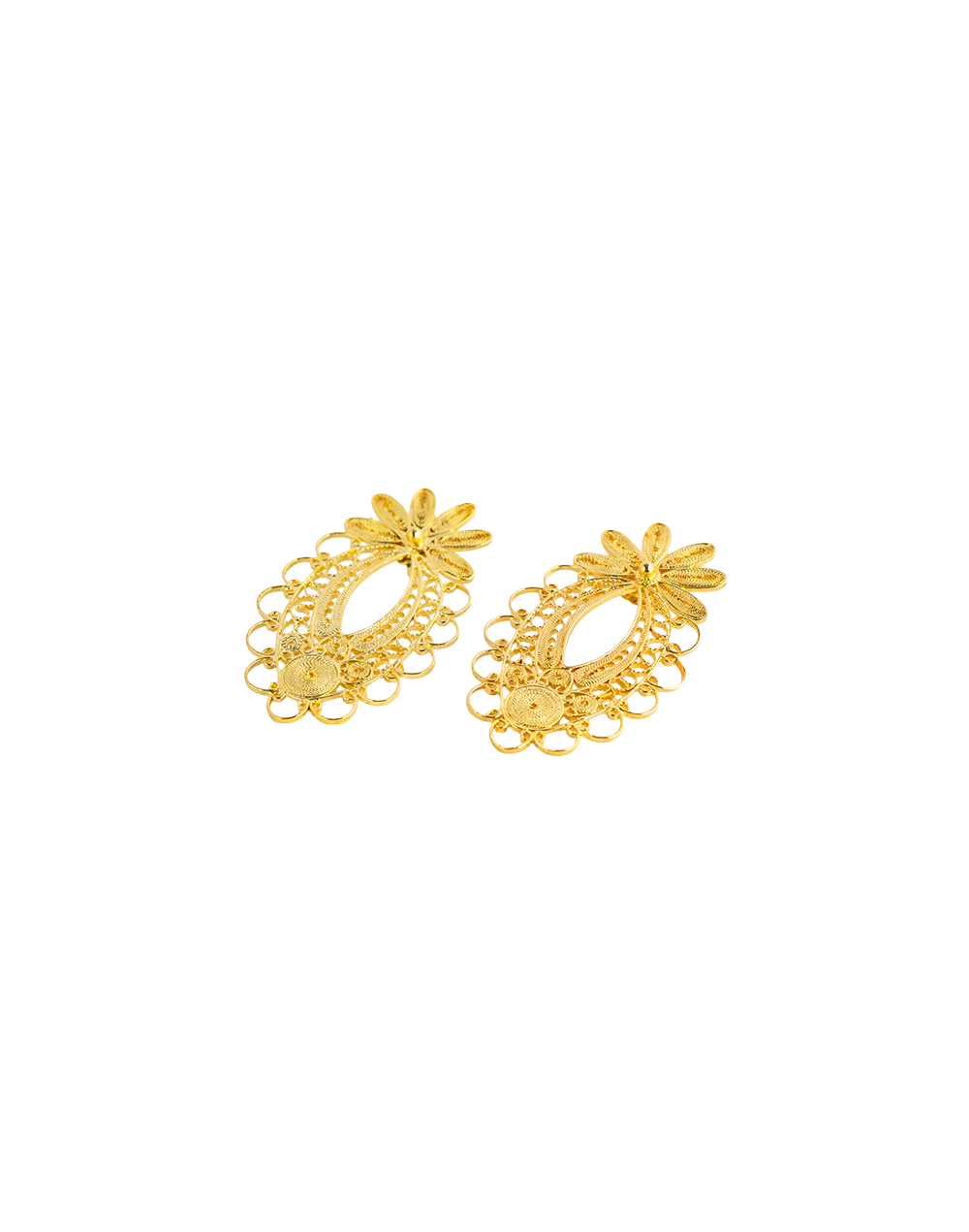 Aretes piñas hechos en filigrana