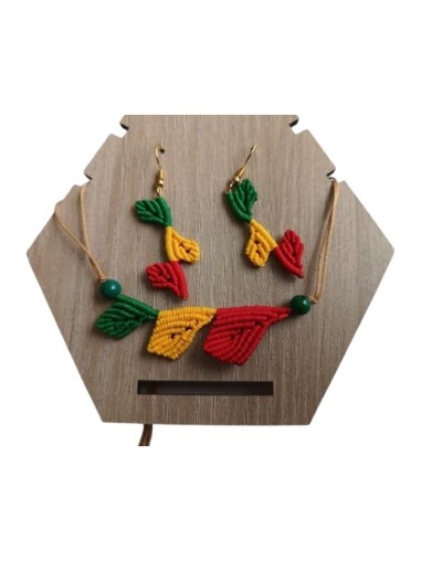 juego collar y aretes hojas