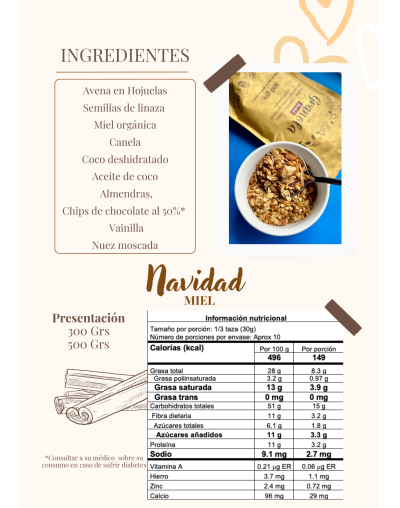 Granola Sabor Navidad 300Grs y 500Grs