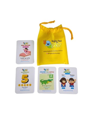 COMBO DE FLASHCARDS EN INGLÉS Y ESPAÑOL. 48 TARJETAS A FULL COLOR (CON 96 IMÁGENES). Y 7 TEMÁTICAS.