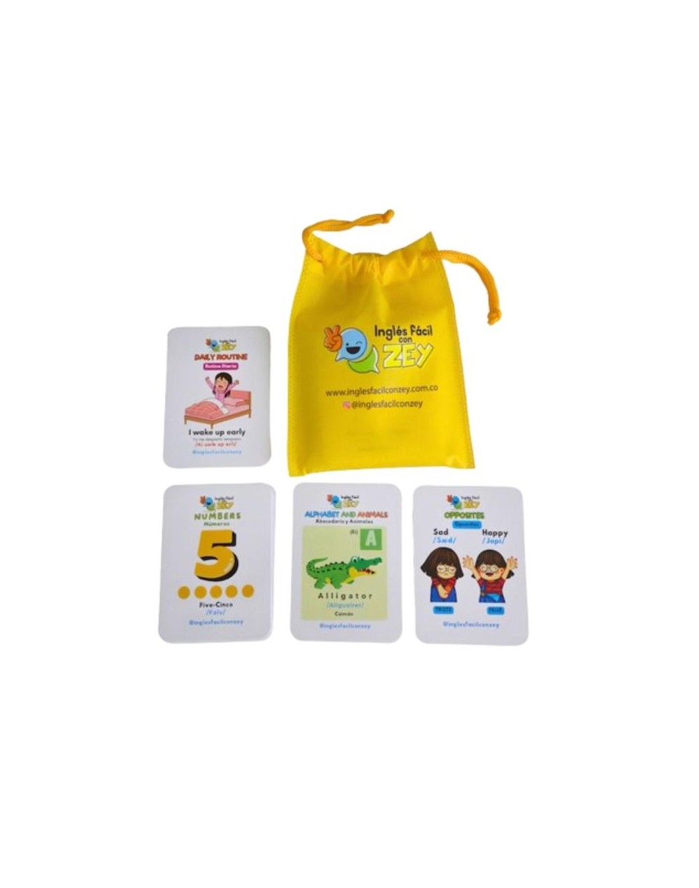 COMBO DE FLASHCARDS EN INGLÉS Y ESPAÑOL. 48 TARJETAS A FULL COLOR (CON 96 IMÁGENES). Y 7 TEMÁTICAS.