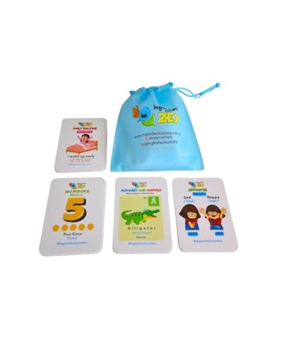 COMBO DE FLASHCARDS EN INGLÉS Y ESPAÑOL. 48 TARJETAS A FULL COLOR (CON 96 IMÁGENES). Y 7 TEMÁTICAS.