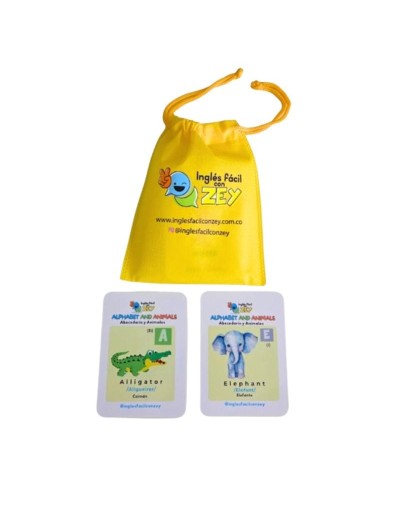 ANIMALES Y ABECEDARIO. FLASHCARDS O TARJETAS EN INGLÉS Y ESPAÑOL. 24 IMÁGENES