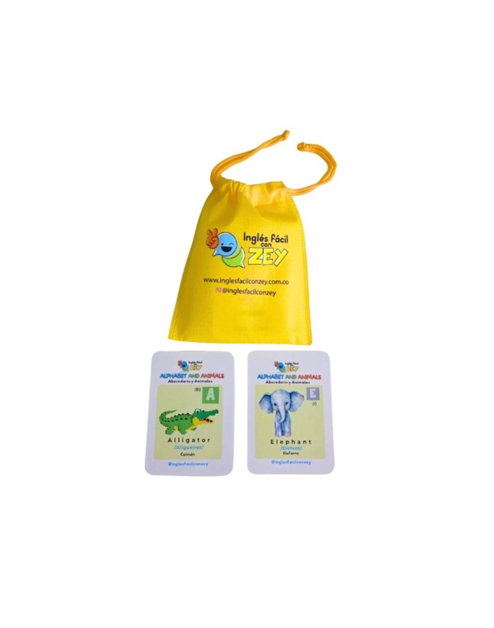 ANIMALES Y ABECEDARIO. FLASHCARDS O TARJETAS EN INGLÉS Y ESPAÑOL. 24 IMÁGENES