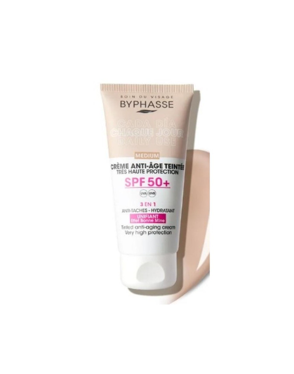BYPHASSE CREME ANTI AGE TEINTEE CREMA FACIAL CON COLOR MEDIUM 3 EN 1 SPF 5O