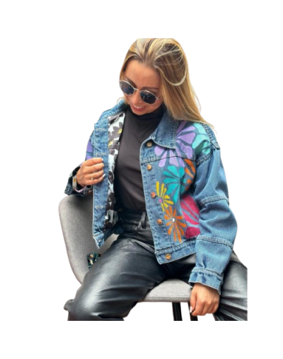 Chaqueta de jean pintada a mano