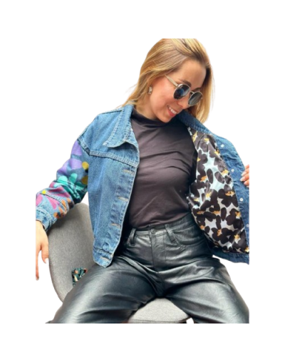Chaqueta de jean pintada a mano