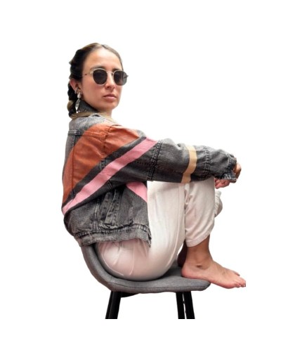 Chaqueta de jean pintada a mano