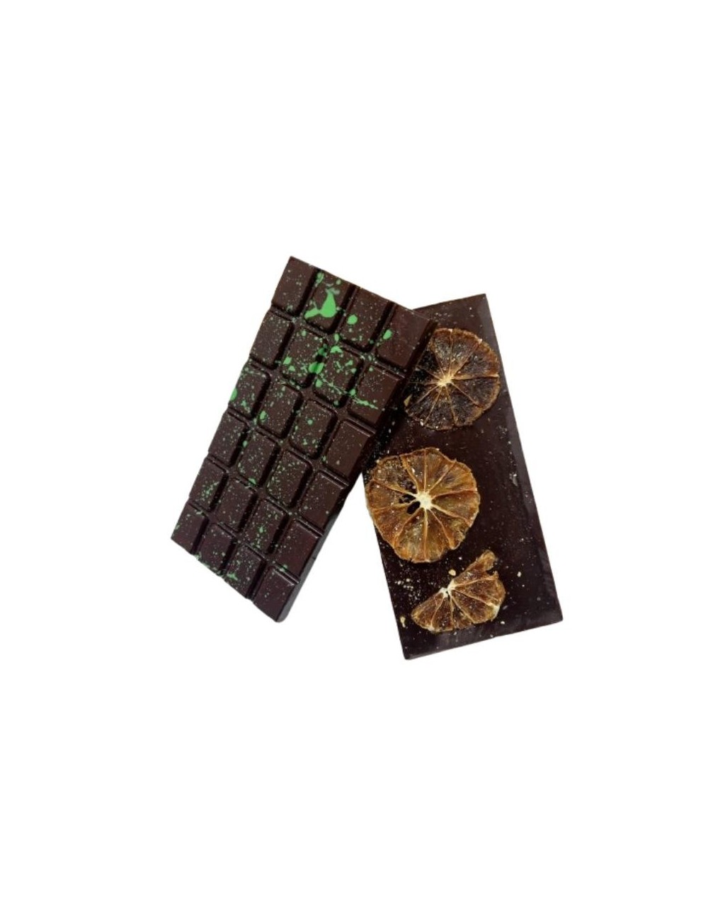 BARRA DE CHOCOLATE AL 55% CON NARANJA DESHIDRATADA Y ESPECIA CURCUMA